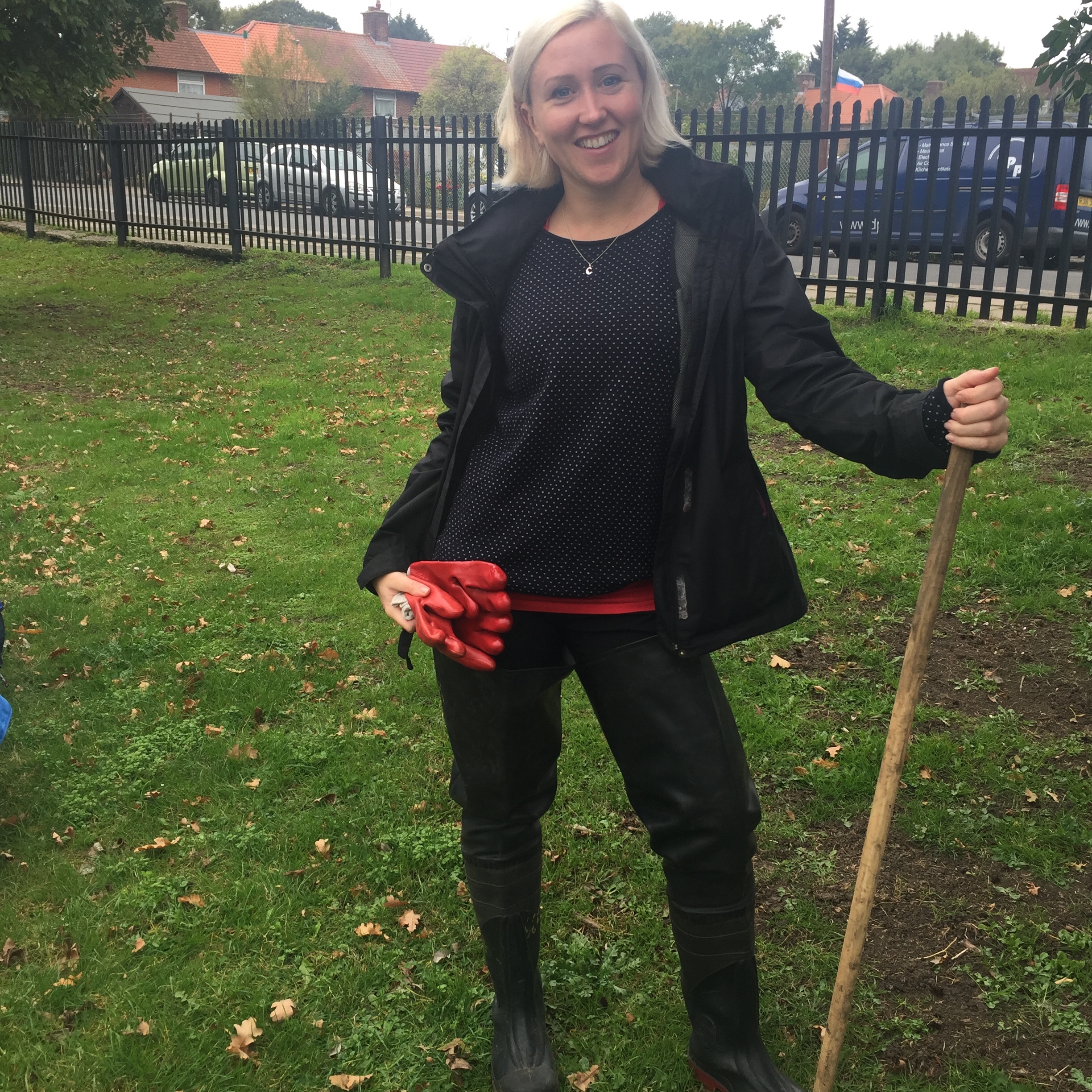 Caroline in her waders