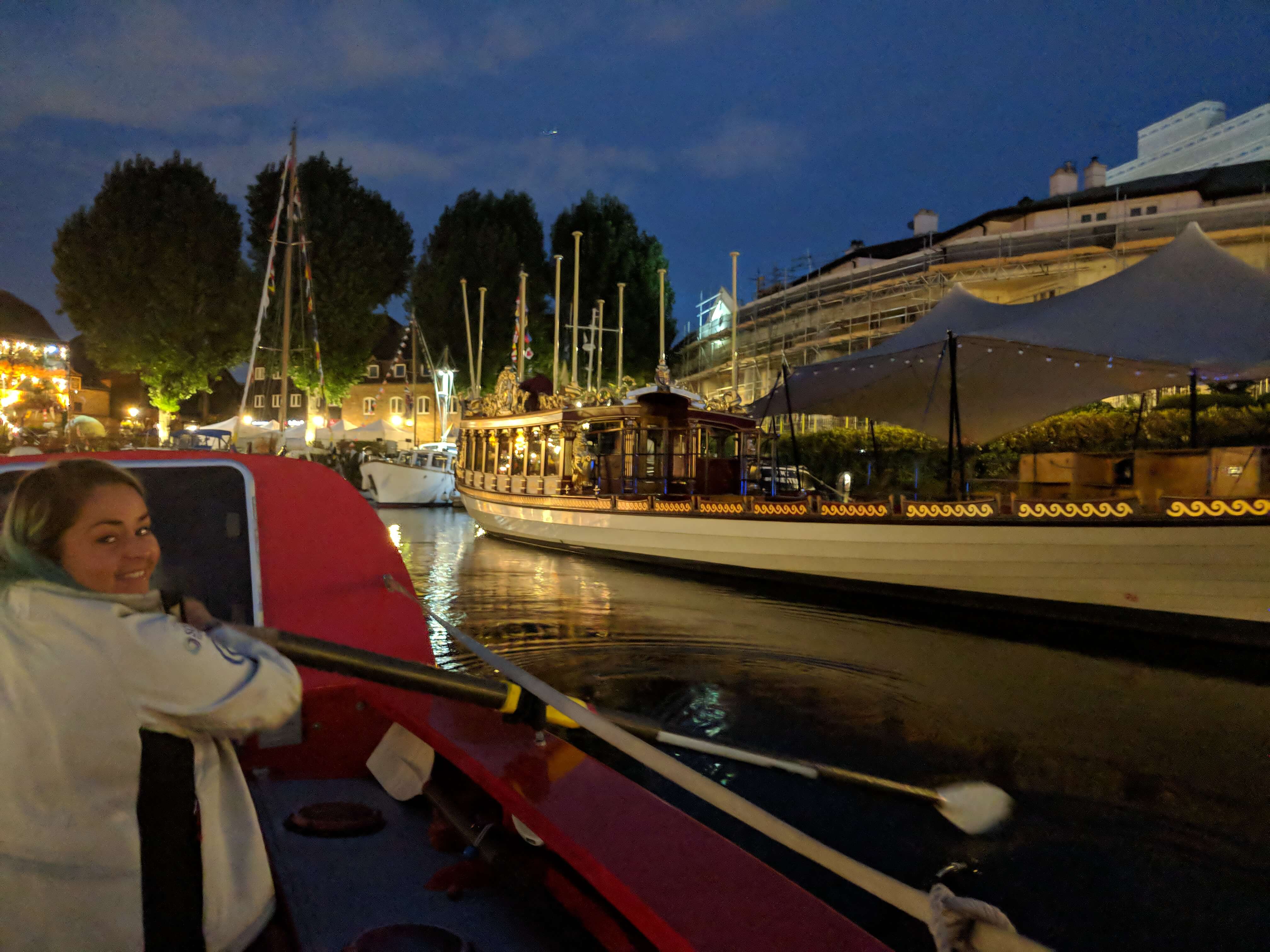 Rowing past the Gloriana