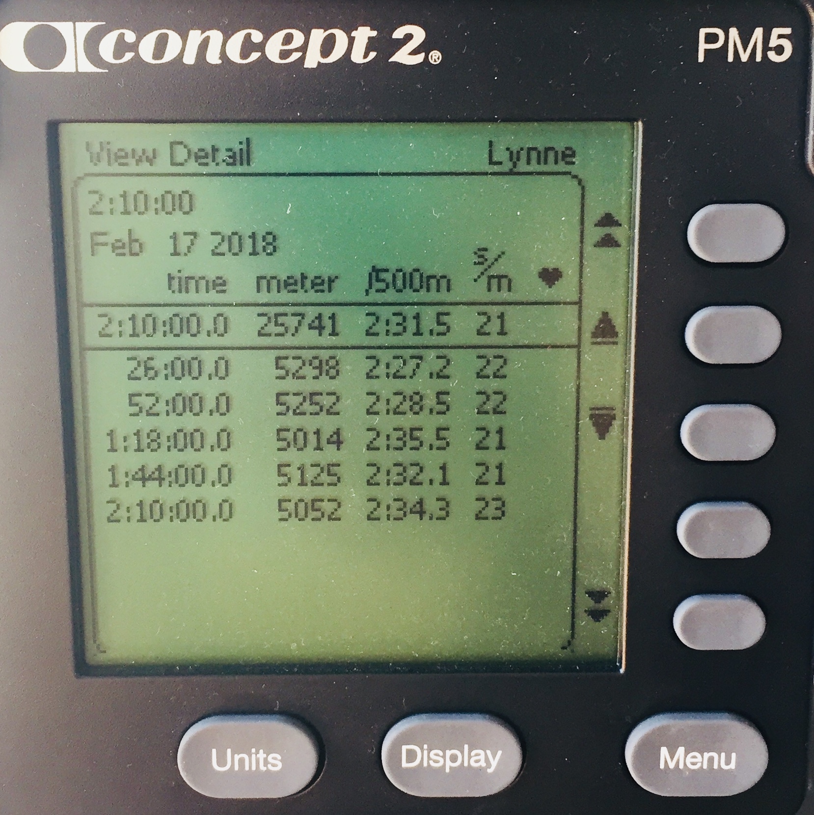 Caroline breaking 2hours on an indoor rowing machine