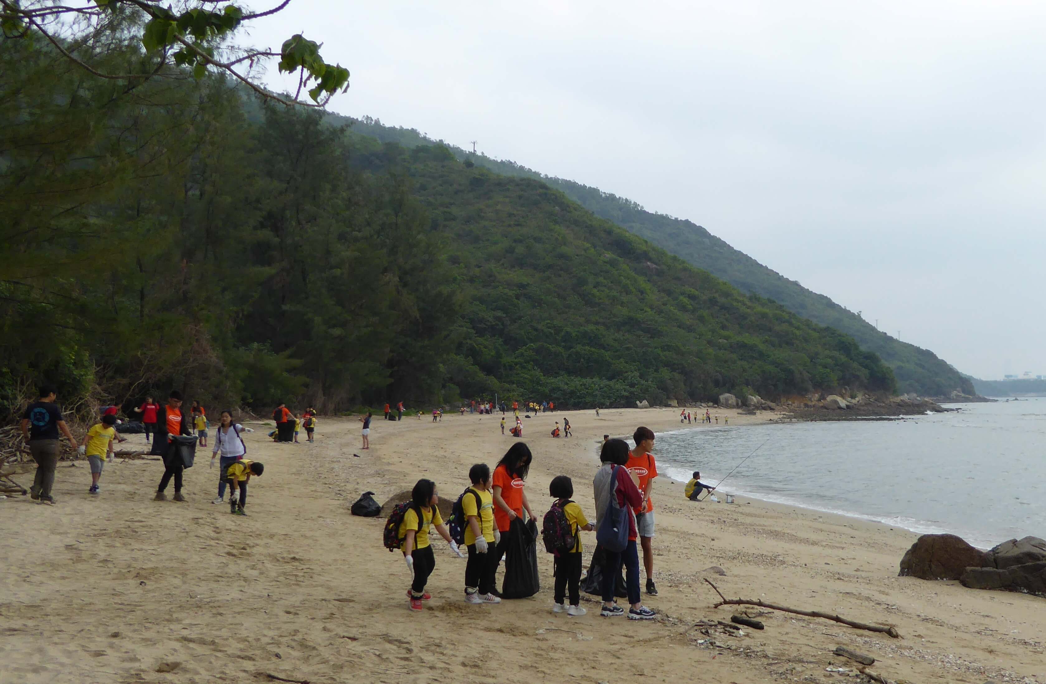 Cleaning beaches in Hong Kong