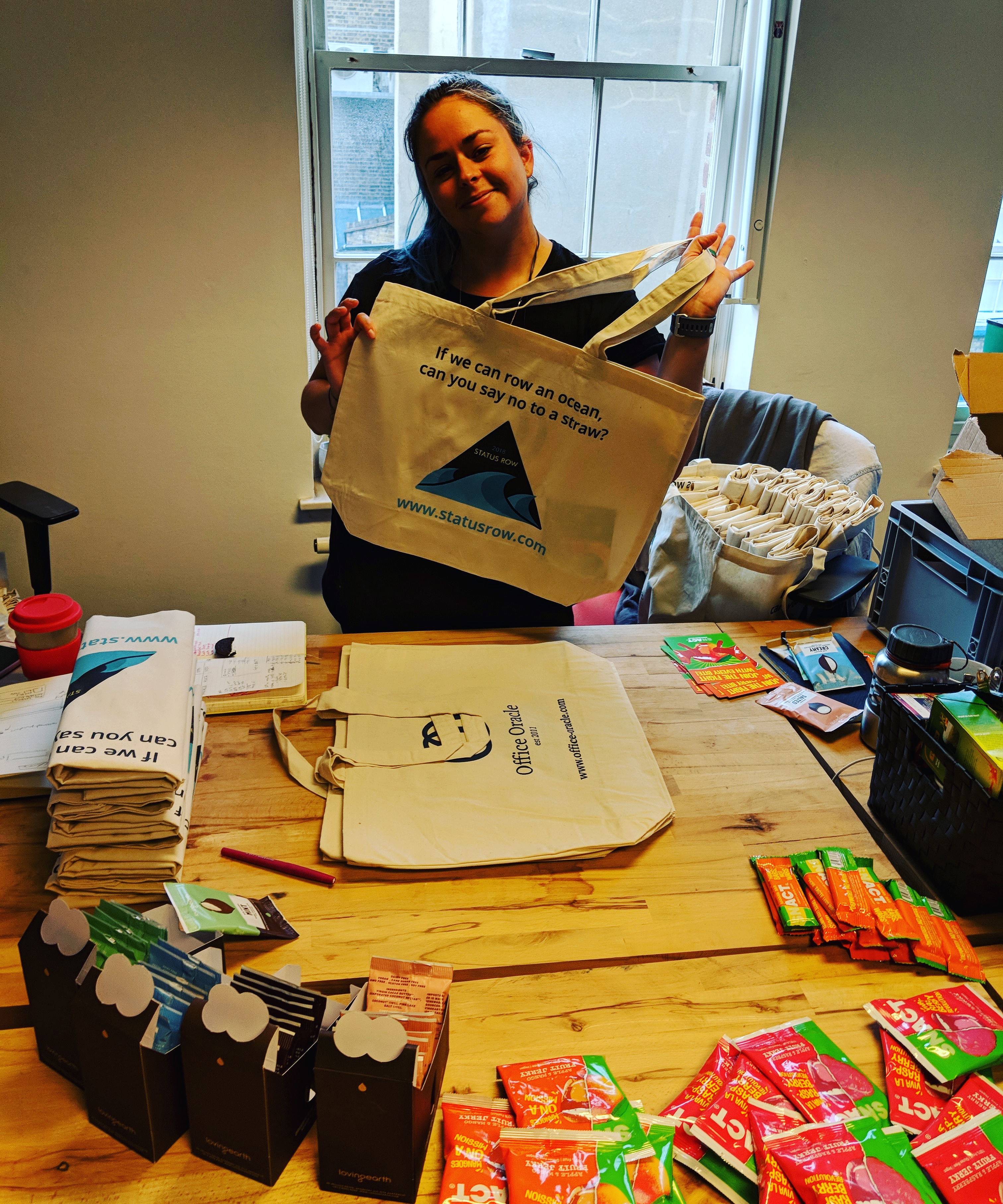 Jess preparing the plastic-free goodie bags