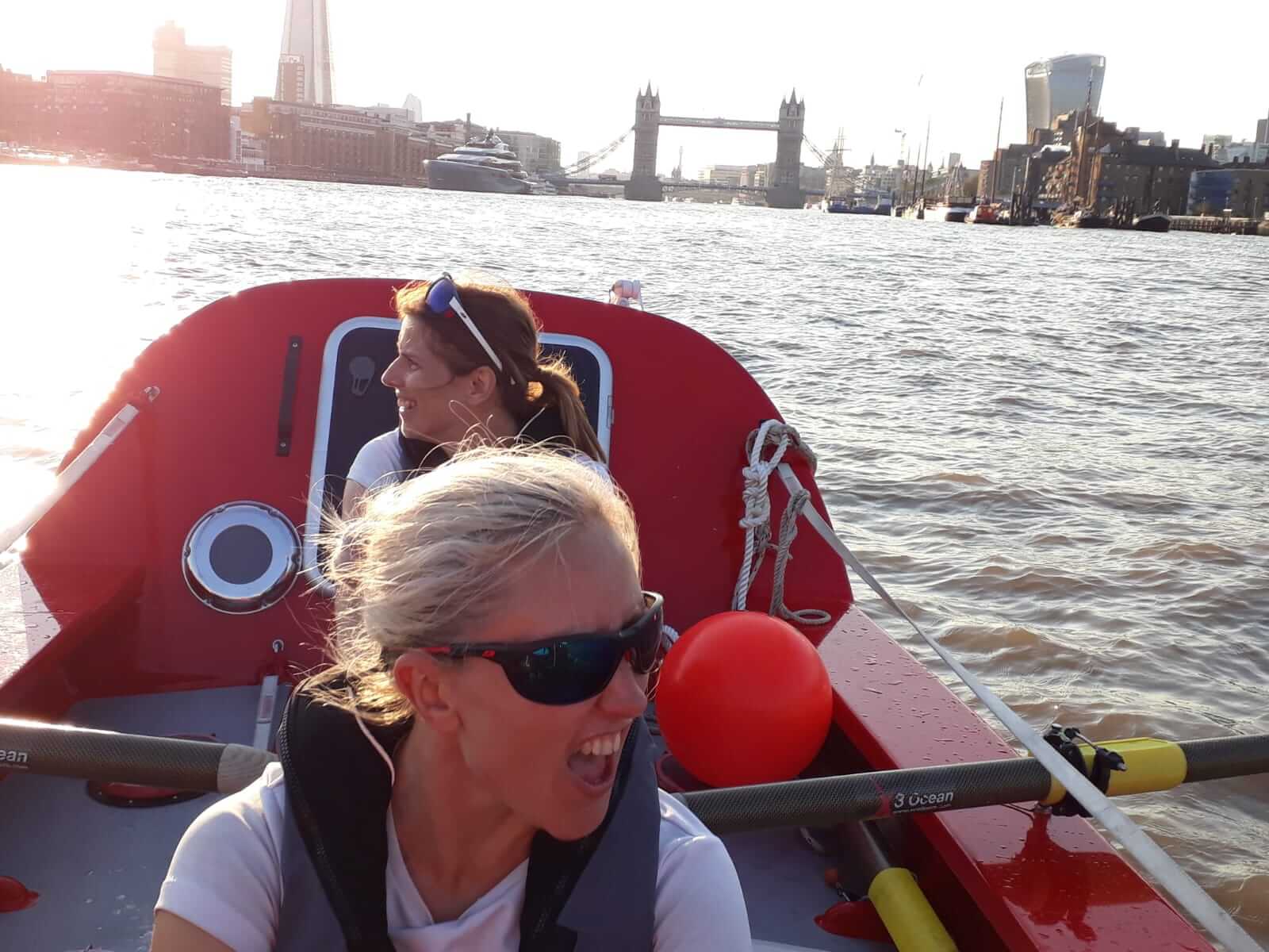 Rowing down the Thames